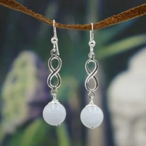 Silver Infinity Earrings - Aqua Marine