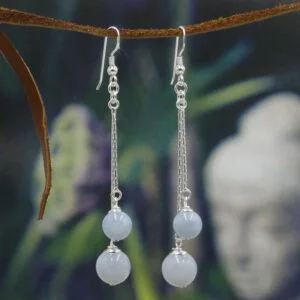 Silver Double Earrings - Aquamarine