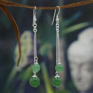 Silver Double Earrings - Aventurine