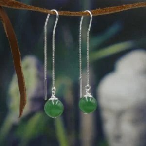 Silver Threader Earrings - Aventurine