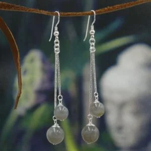 Silver Double Earrings - Labradorite