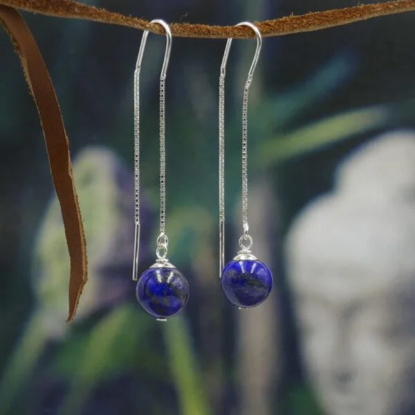 Silver Threader Earrings - Lapis Lazuli
